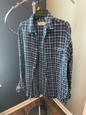 The Men's Store Navy & Teal Plaid Button-Down Shirt